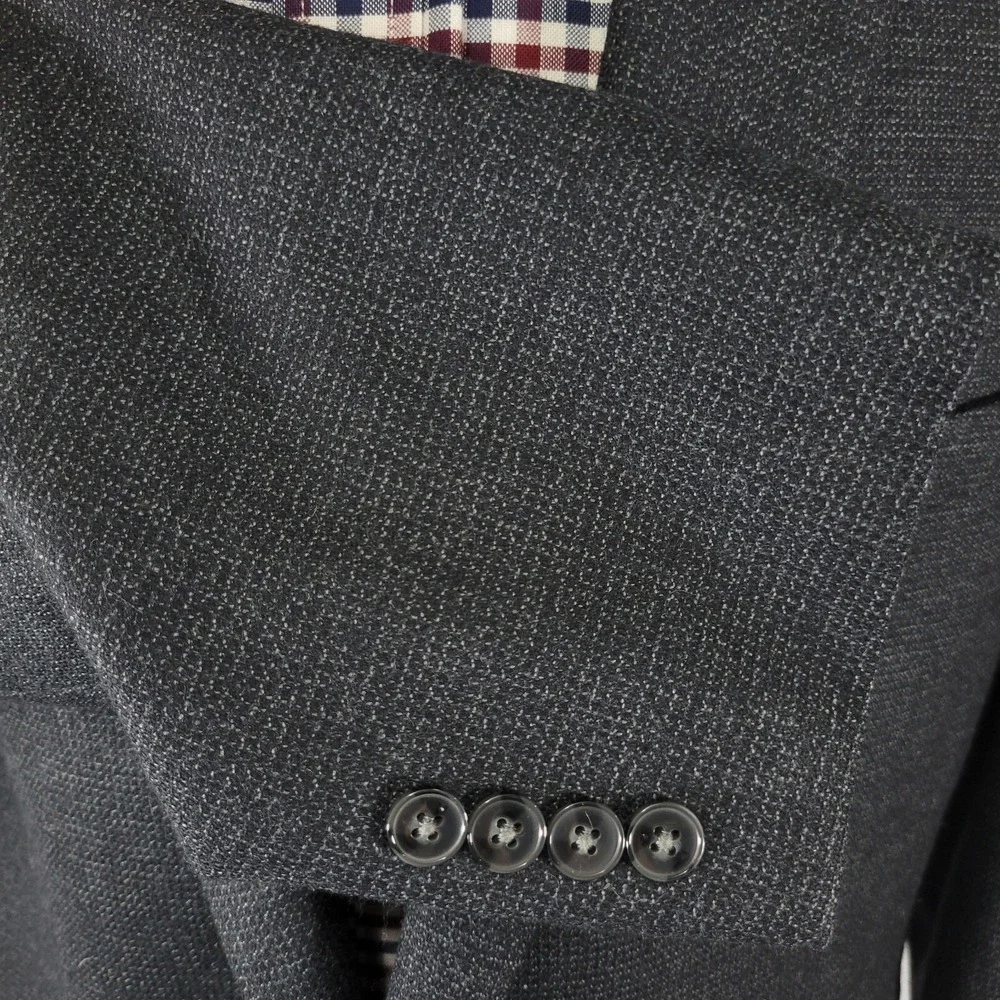 Calvin Klein‎ Men's Sport Coat Blazer Two Button CH Black Flannel Wool Sz 46L